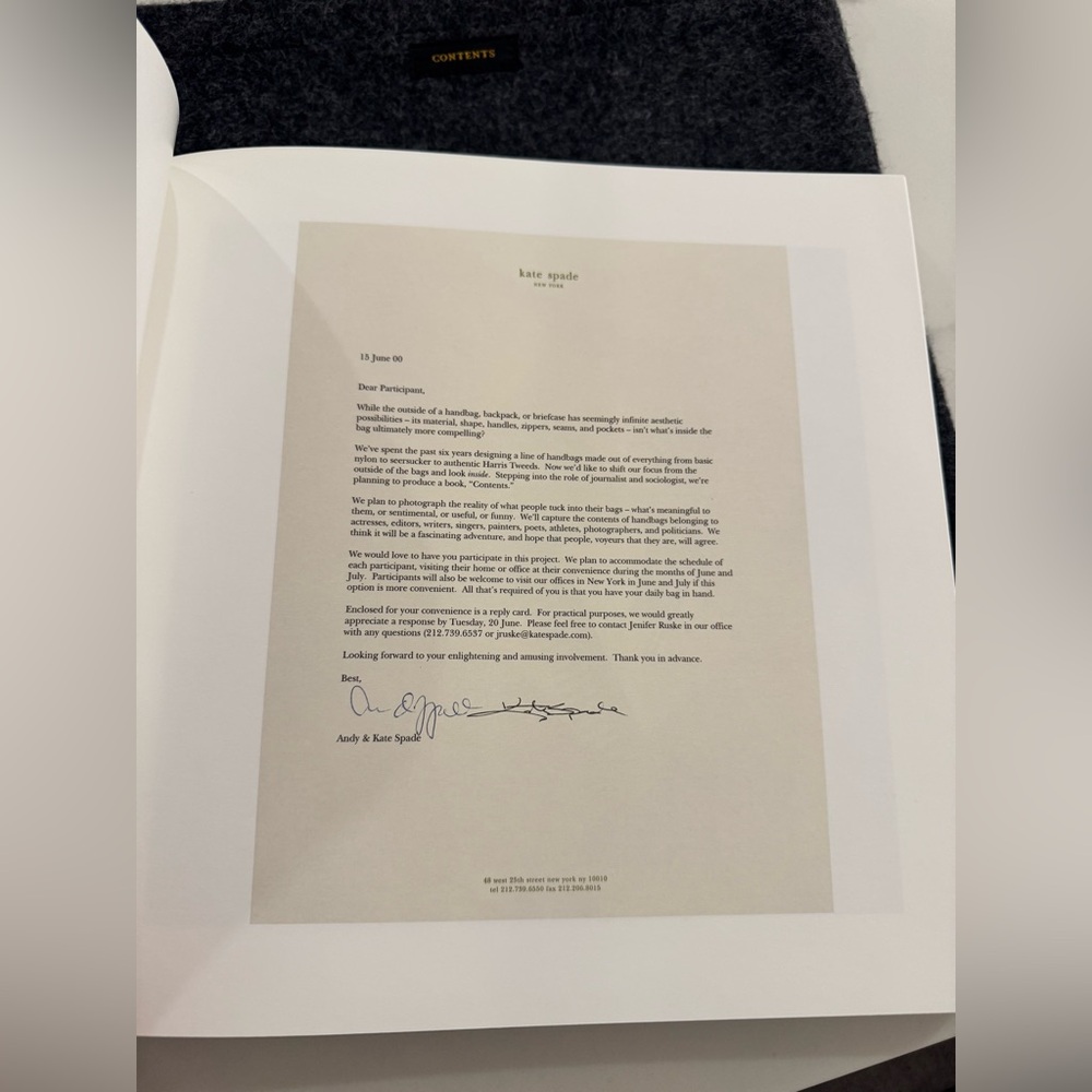 NWT - RARE Kate Spade “Contents” Book with Original Flannel Bag COLLECTORS ITEM - Picture 8 of 11